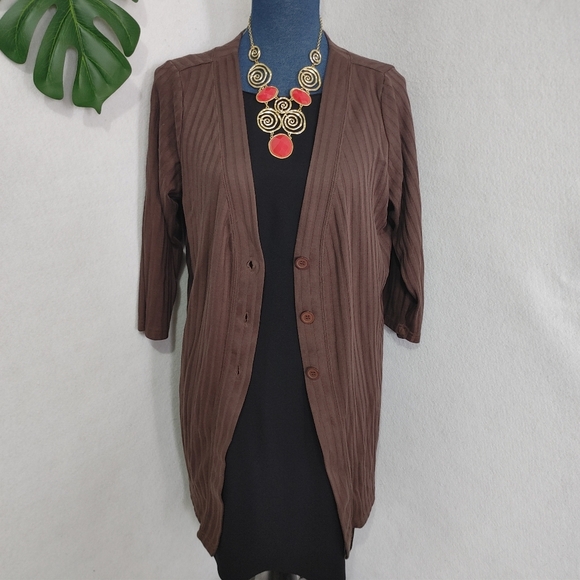 Roaman's Ribbed Knit Cardigan - Picture 1 of 7